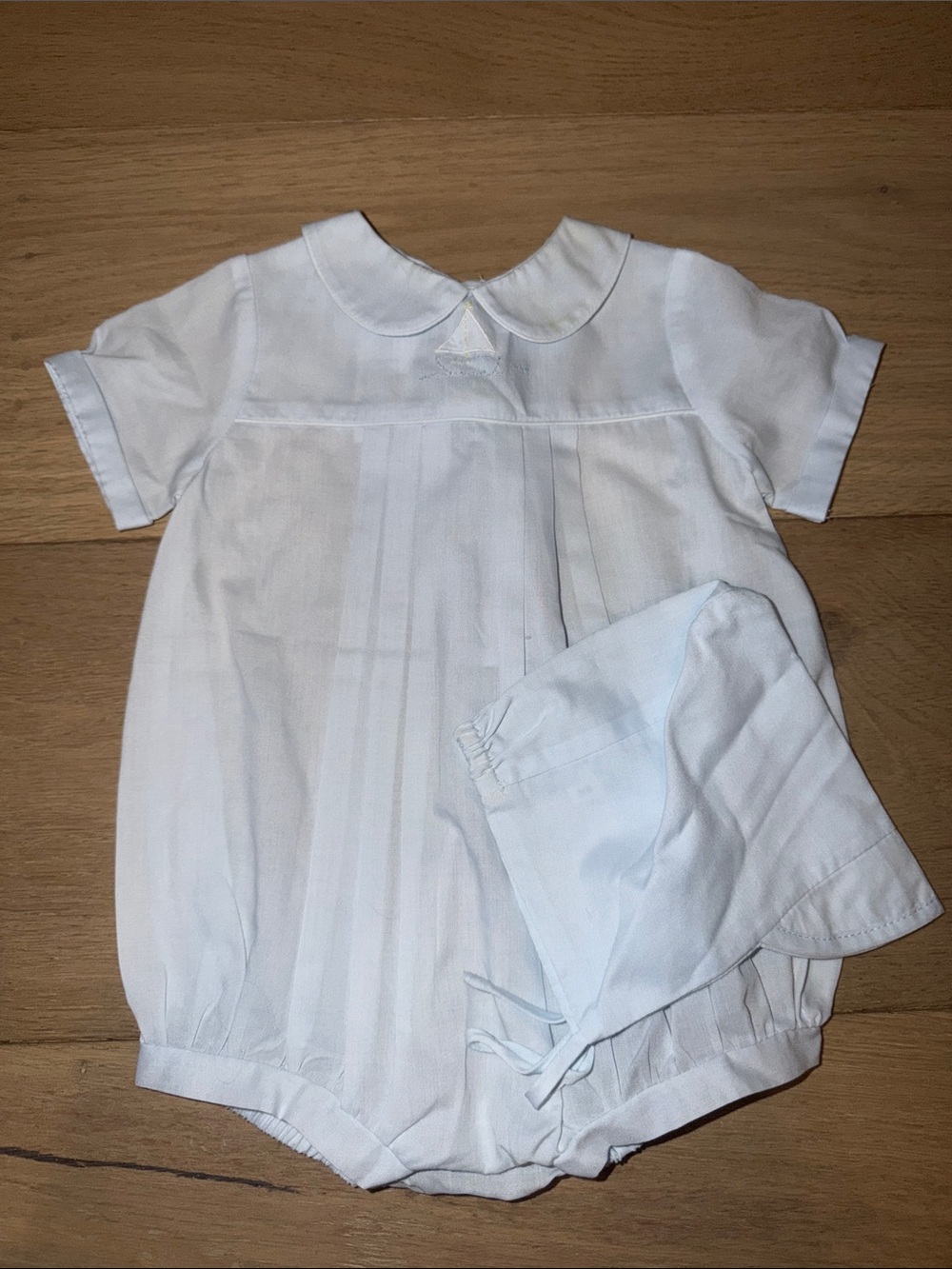 Classic Baby Blue Baby Short Romper with Bonnet